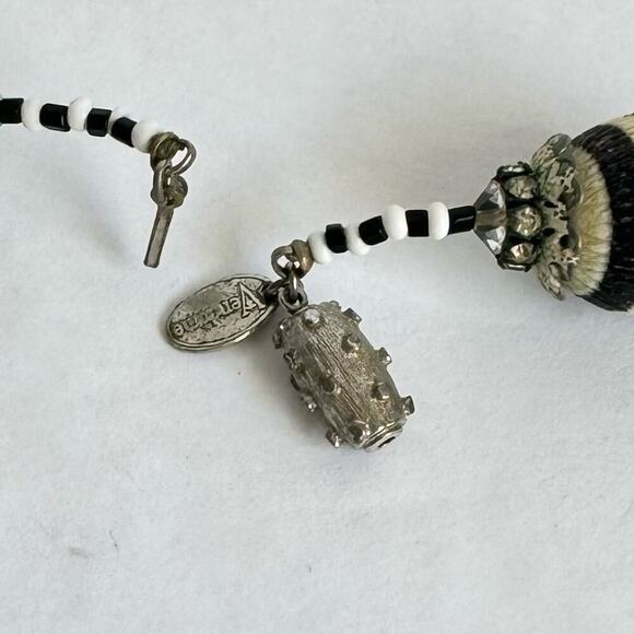 Vendome Necklace Vintage Black & White Stripe Bead Beaded Retro Mod 60s Signed - Picture 12 of 13